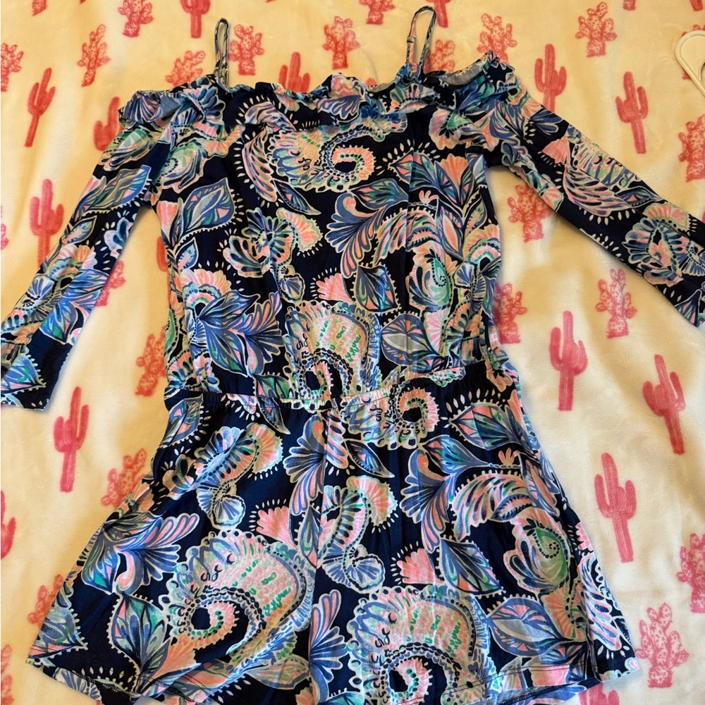 Lilly Pulitzer Kids Romper in Blue and Pink Paisley